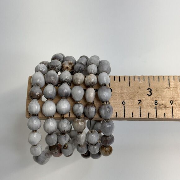 Job’s Tears Seed Bracelet Gray Boho Wrap Around Bangle Stacking Adlay - Picture 9 of 9